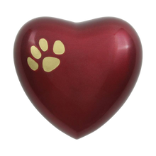 Crimson Heart Paw Print Pet Keepsake Urn