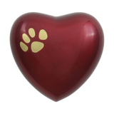 Crimson Heart Paw Print Pet Keepsake Urn
