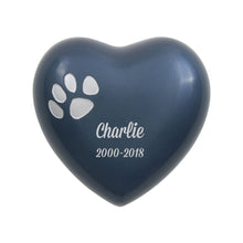 Moonlight Blue Heart Paw Print Pet Keepsake Urn - Personalized