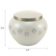 Classic Round Pearl Paw Band Medium Pet Cremation Urn - Dimensions
