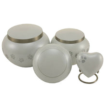Classic Round Pearl Paw Band Medium Pet Cremation Urn - Series