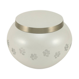 Classic Round Pearl Paw Band Large Pet Cremation Urn