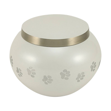 Classic Round Pearl Paw Band Large Pet Cremation Urn
