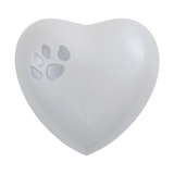 Pearl White Heart Paw Print Pet Keepsake Urn