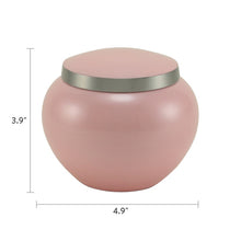 Classic Round Pink Pewter Accents Medium Pet Cremation Urn - Dimensions