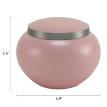 Classic Round Pink Pewter Accents Large Pet Cremation Urn - Dimensions