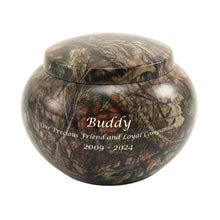 Classic Round Mossy Oak Large Pet Cremation Urn - Personalized