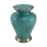 Hand-Painted Teal Blue Swirling Marble Adult Cremation Urn