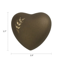 Aero Wheat Heart Keepsake Urn - Dimensions