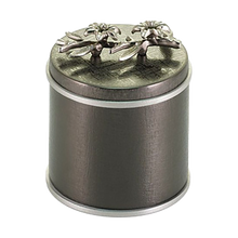 Slate and Pewter Stainless Steel Small Cremation Urn with Lily Design