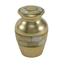 Classic Brass Mother of Pearl Shell Inlay Keepsake Urn