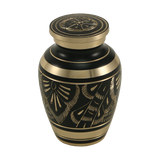 Slender Vase Engraved Brass Ornate Pattern Keepsake Urn