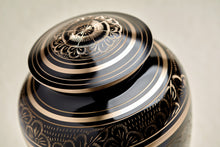 Elite Hand-Engraved Ornate Brass Black Adult Cremation Urn - Artistic