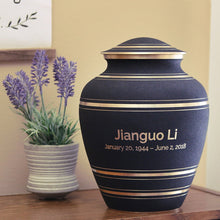 Radiant Brass Bands Black Adult Cremation Urn - Lifestyle