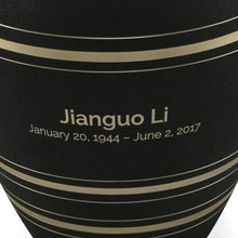 Radiant Brass Bands Black Adult Cremation Urn - Personalized