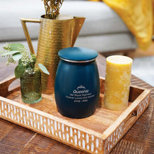 Tapered Teal Sapphire Granite Large Pet Cremation Urn - Lifestyle