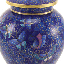 Blue Butterfly Cloisonné Adult Cremation Urn - Artistic