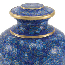 Blue Azure Floral Cloisonné Adult Cremation Urn - Artistic
