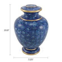 Blue Azure Floral Cloisonné Adult Cremation Urn - Dimensions