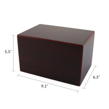 Cherry Woodgrain Box Adult Cremation Urn - Dimensions
