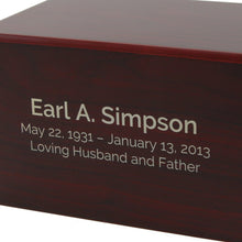 Cherry Woodgrain Box Adult Cremation Urn - Personalized