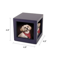 Purple Photo Cube Medium Pet Cremation Urn - Dimensioms