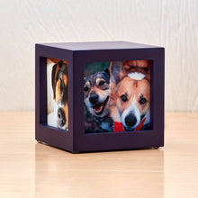 Purple Photo Cube Medium Pet Cremation Urn - Lifestyle