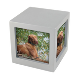 Silver Photo Cube Large Pet Cremation Urn