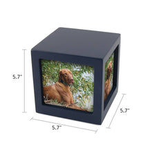 Navy Photo Cube Large Pet Cremation Urn - Dimensions
