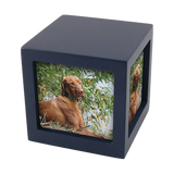 Navy Photo Cube Large Pet Cremation Urn
