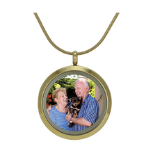 Bronze Companion Round Hinged Photo Glass Cremation Pendant