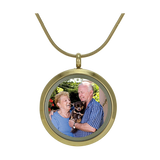Bronze Companion Round Hinged Photo Glass Cremation Pendant