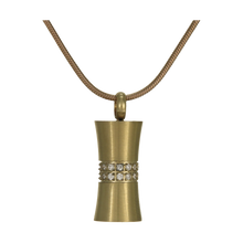 Bronze Hourglass Cubic Zirconia Pendant Cremation Jewelry
