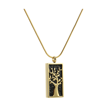 Embossed Tree of Life Pendant Onyx Pet Cremation Jewelry