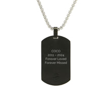 Black Onyx Tag Cremation Pendant - Personalized