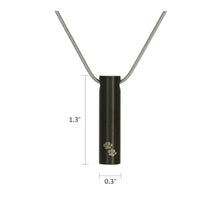 Onyx Cylinder Two Paw Print Pet Cremation Pendant - Dimensions