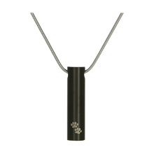 Onyx Cylinder Two Paw Print Pet Cremation Pendant