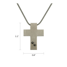 Pewter Cross Two Paw Print Pet Cremation Pendant - Dimensions