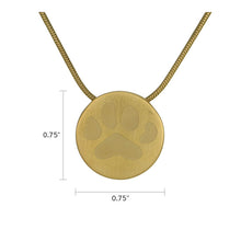 Bronze Round Large Paw Pet Cremation Pendant - Dimensions