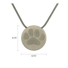 Pewter Round Large Paw Pet Cremation Pendant - Dimensions