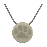 Pewter Round Large Paw Pet Cremation Pendant