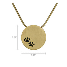 Bronze Round Two Paw Print Pet Cremation Pendant - Dimensions