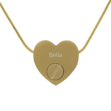 Bronze Heart Two Paw Print Pet Cremation Pendant - Personalized