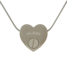 Pewter Heart Two Paw Print Pet Cremation Pendant - Personalized