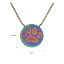 Rainbow Round Large Paw Pet Cremation Pendant - Dimensions