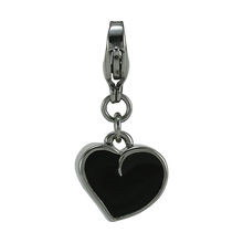 Black Enameled Heart Charm Pet Cremation Jewelry