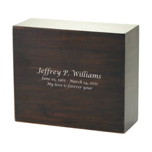 Rustic Acacia Wood Sliding Bottom Adult Cremation Urn - Personalized 