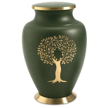 Aria Adult Cypress Green Brass Urn - funeral.com