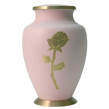Aria Adult Golden Rose Pink Brass Urn - funeral.com
