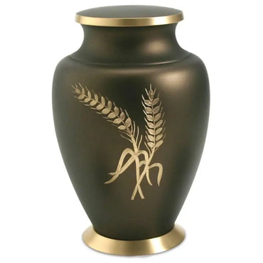 Aria Adult Umber Wheat Brass Urn - funeral.com